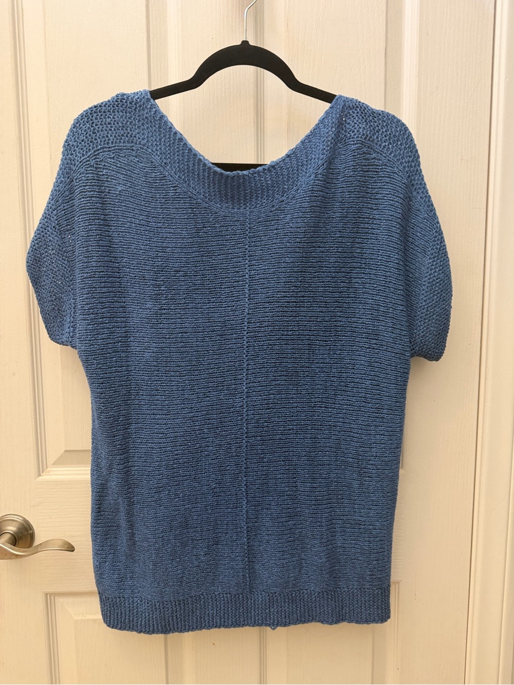 Melissa Paige Blue Short Sleeve Scoop Neck Sweater